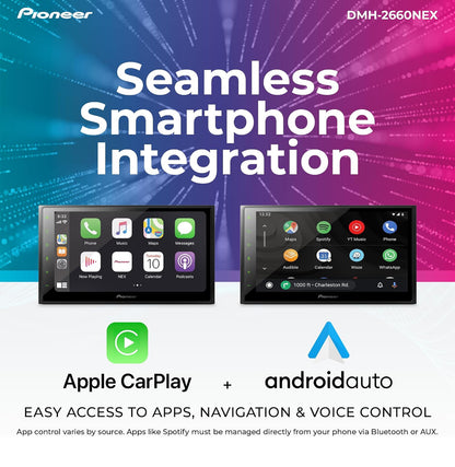 Pioneer DMH-2660NEX 6.8" Capacitive Touchscreen Double Din Car Stereo
Digital Multimedia Receiver, Wired Apple CarPlay & Android Auto, Amazon Alexa, Bluetooth, Backup Cam, HD Radio, Hi-Volt RCA