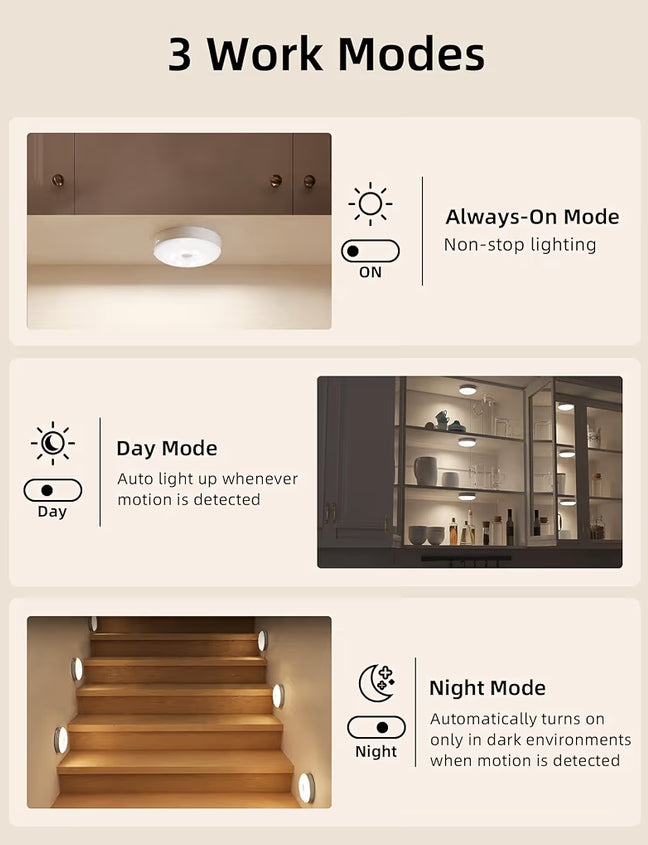 6-Pack Under Cabinet Lighting, Rechargeable Motion Sensor Puck Lights w/ Remote 12 RGB Colors, Magnetic Stick on Light, Dimmable
