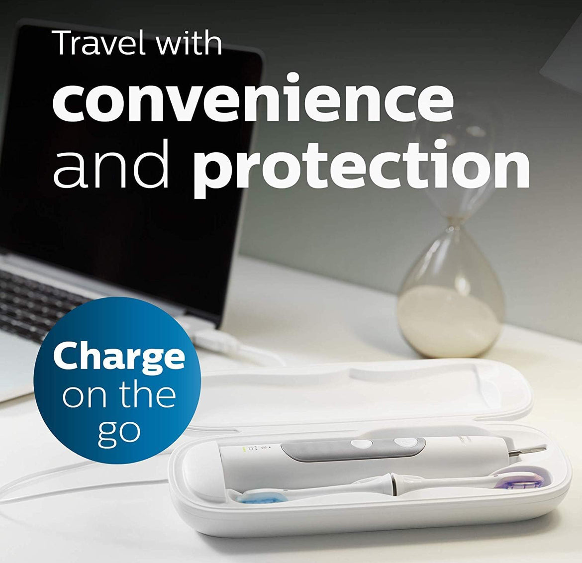 PHILIPS Sonicare Protective Clean 6500 Herlaaibare Elektriese Tandeborsel met Laai-reistas en Ekstra Borselkop - Dieppurper