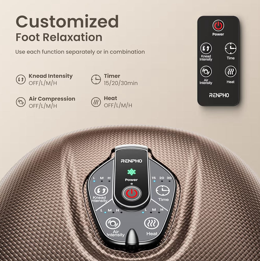 Foot Massager Machine w/ Heat Shiatsu Foot Massager for Plantar Fasciitis Wireless Control - Up to US 12