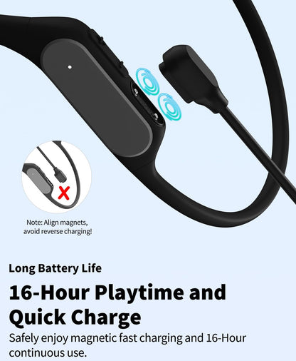 TOZO Upgraded Open Ear Headphones Bluetooth 5.3 Air Conduction Wireless Headphones Sport Earbuds with Premium Sound, 32 EQs via APP, Dual-Mic Call Noise Reduction Earphones with Hair Band for Cycling