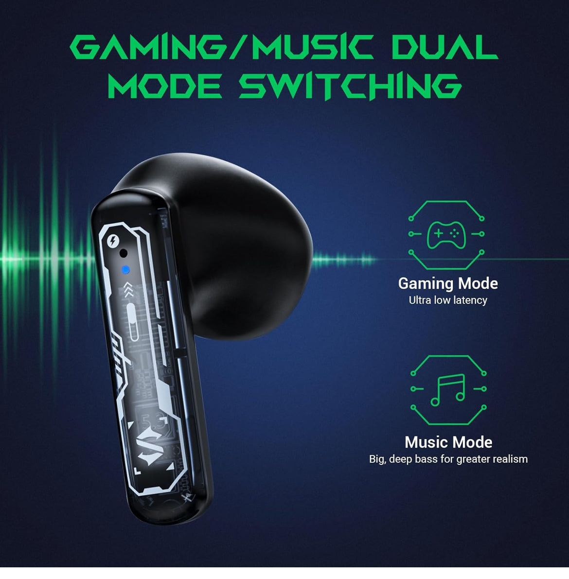 Black Shark True Wireless Earbuds In-Ear Headphones for Android/Cell Phone/Computer/Gaming