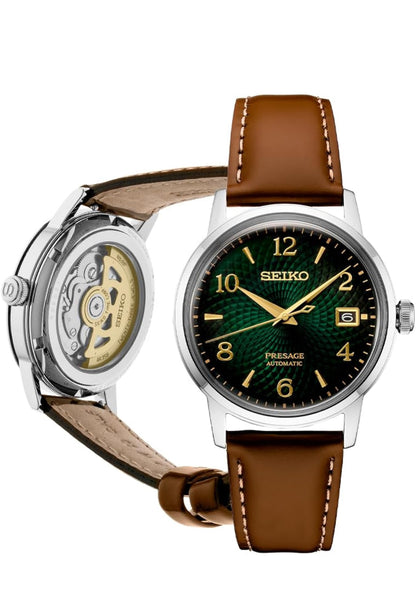 SEIKO Outomatiese Horlosie vir Mans - Presage Cocktail Time - Patroon met Goue Syfers en Datumkalender, 50m Waterbestand