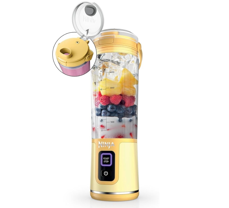 Ninja Blast Portable Blender, Cordless, 18oz. Vessel, Personal Blender BPA Free, Leakproof-Lid and Sip Spout, USB-C Rechargeable, Dishwasher Safe - Lemon Meringue (BC151LB)