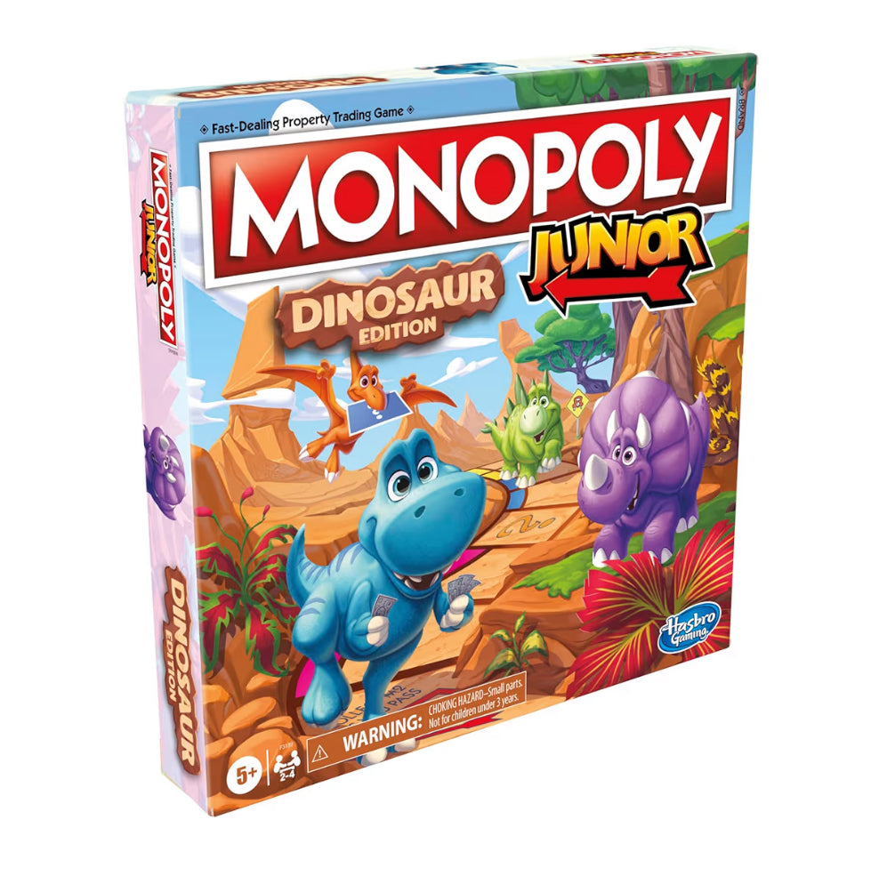 Hasbro Gaming Monopoly Junior Dinosaur Edition Game - Kids Board Games with Dino-Themed Toy Tokens