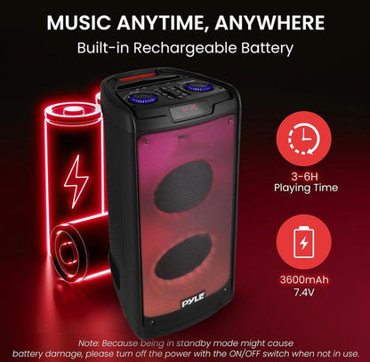 Draagbare Bluetooth PA-luidsprekerstelsel – 500W Herlaaibare Binne Buitestel met Dubbele 8” Woofer & Tweeter, Oudio-opname, Koordlose Mikrofoon, Vlammende Lig, Radio, MP3/USB/Mikro SD, Afstandsbediening