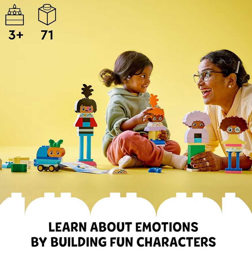 LEGO DUPLO Dorp Boubare Mense met Groot Emosies Interaktiewe Speelding, 5 Karakter met 10 Rolspel Gesigte, 71 Kleurvolle Stene