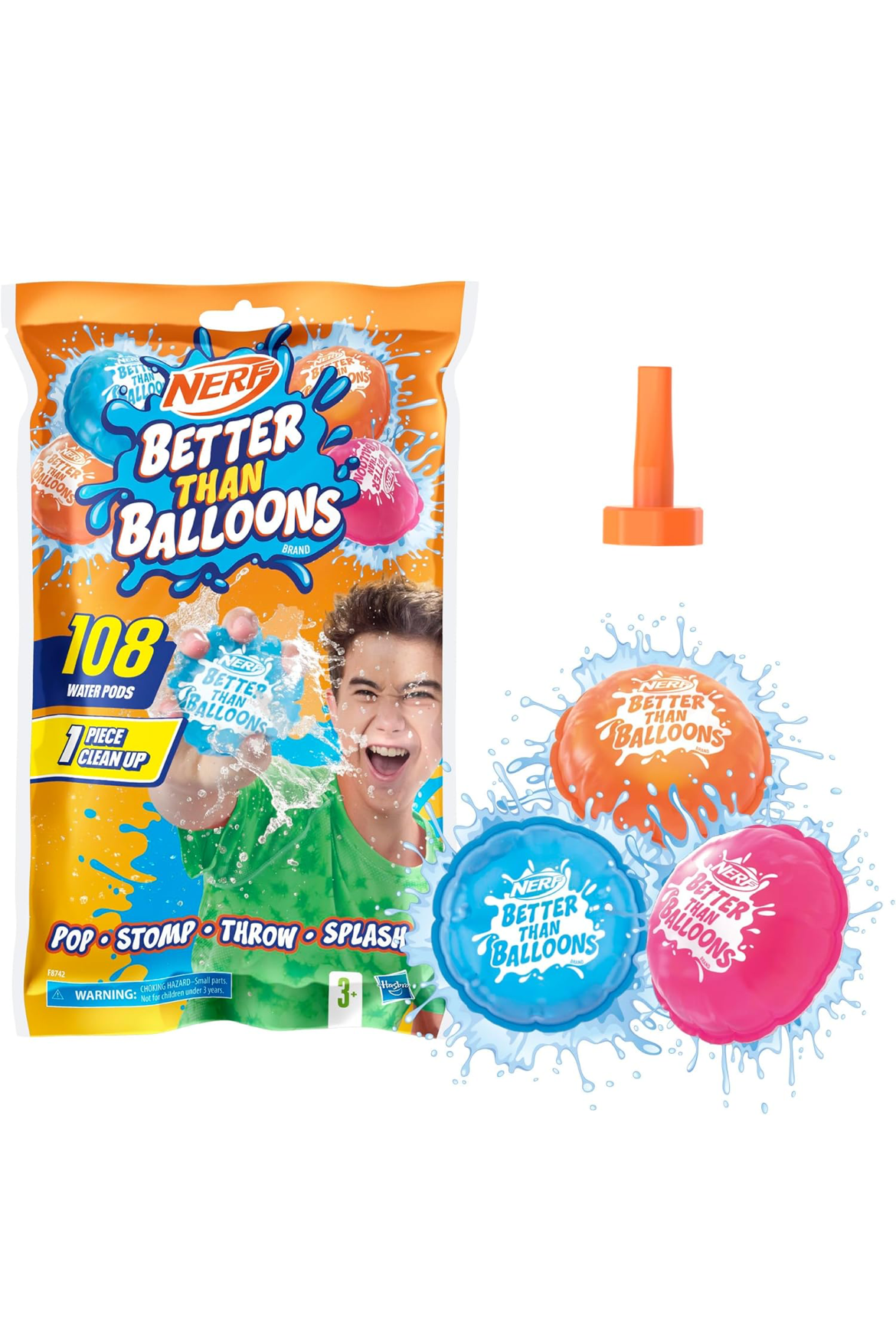 NERF Better Than Balloons Water Toys, 108 Pods, Easy 1 Piece Clean Up, Lots of Ways to Play, Backyard Water Fun, Gifts for Kids, Ages 3+