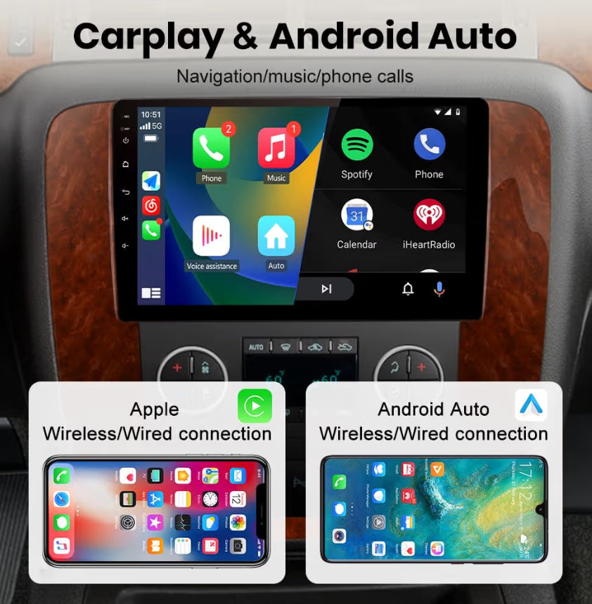 Android 13 Car Radio w/ Wireless Carplay Android Auto Bluetooth GPS Backup Camera for Chevrolet Tahoe Suburban GMC Yukon 2007-2013