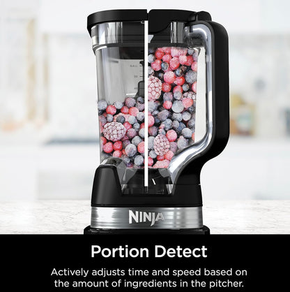 Ninja TB201 Detect Power Blender Pro, BlendSense-tegnologie, vir Smoothies, Skuddrankies en Meer, 1800 Piek Watt, 2,1 L Kanne, Versapper - Swart