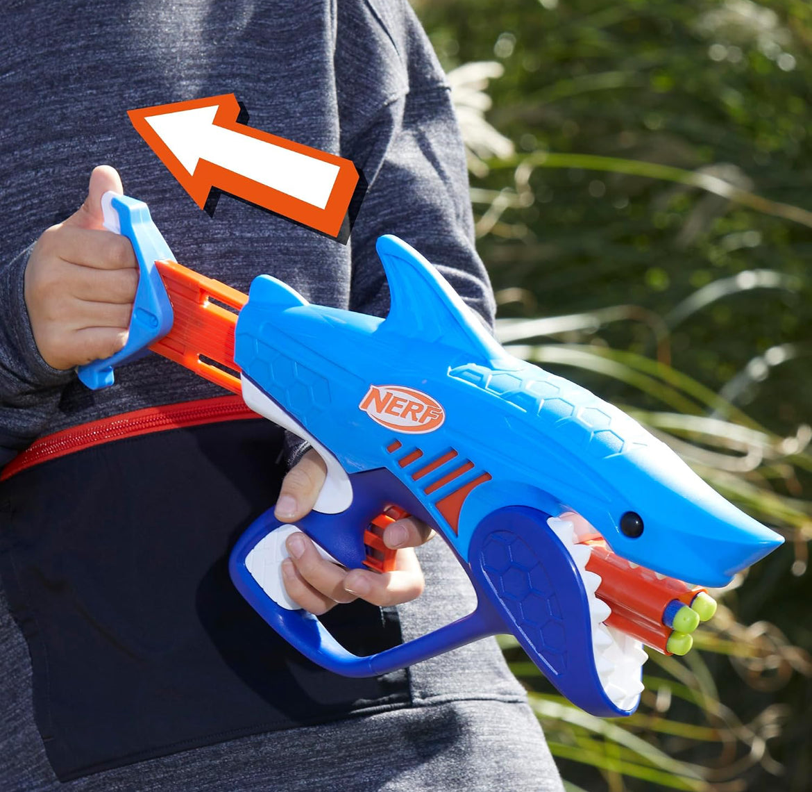 NERF Junior Wild Sharkfire, Easy Play Dart Blaster, 8 Nerf Elite Darts, Nerf Blaster Shark Toys for 6 Year Old Boys & Girls & Up, Outdoor Toys