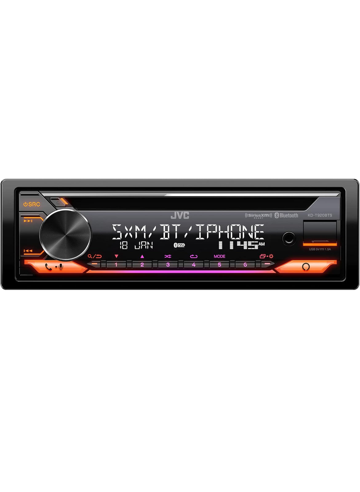 JVC KD-T920BTS Car Stereo with Bluetooth, Front USB, AUX, Amazon Alexa, SiriusXM Radio Ready, Hi-Power Amplifier