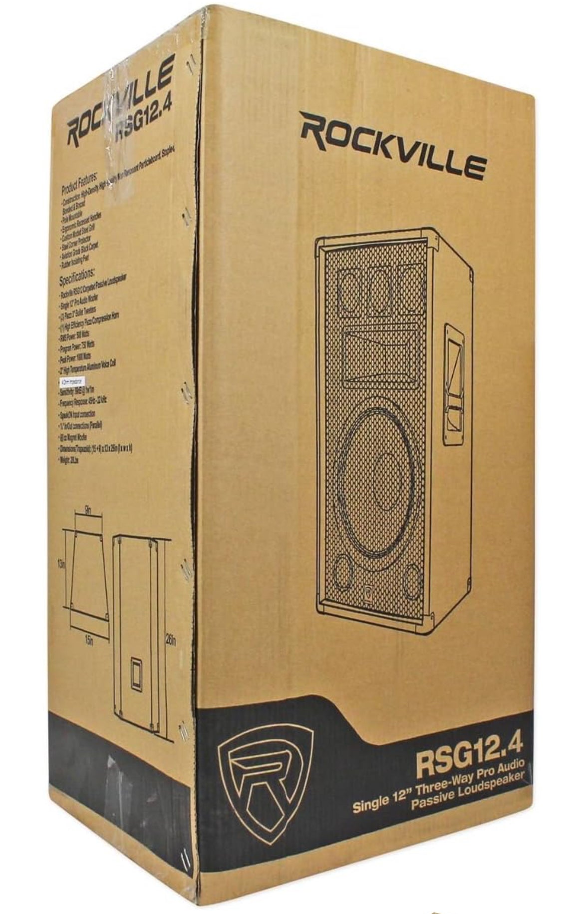 Rockville RSG12.4 12” 3-Way 1000 Watt 4-Ohm Passive DJ/Pro Audio PA Speaker