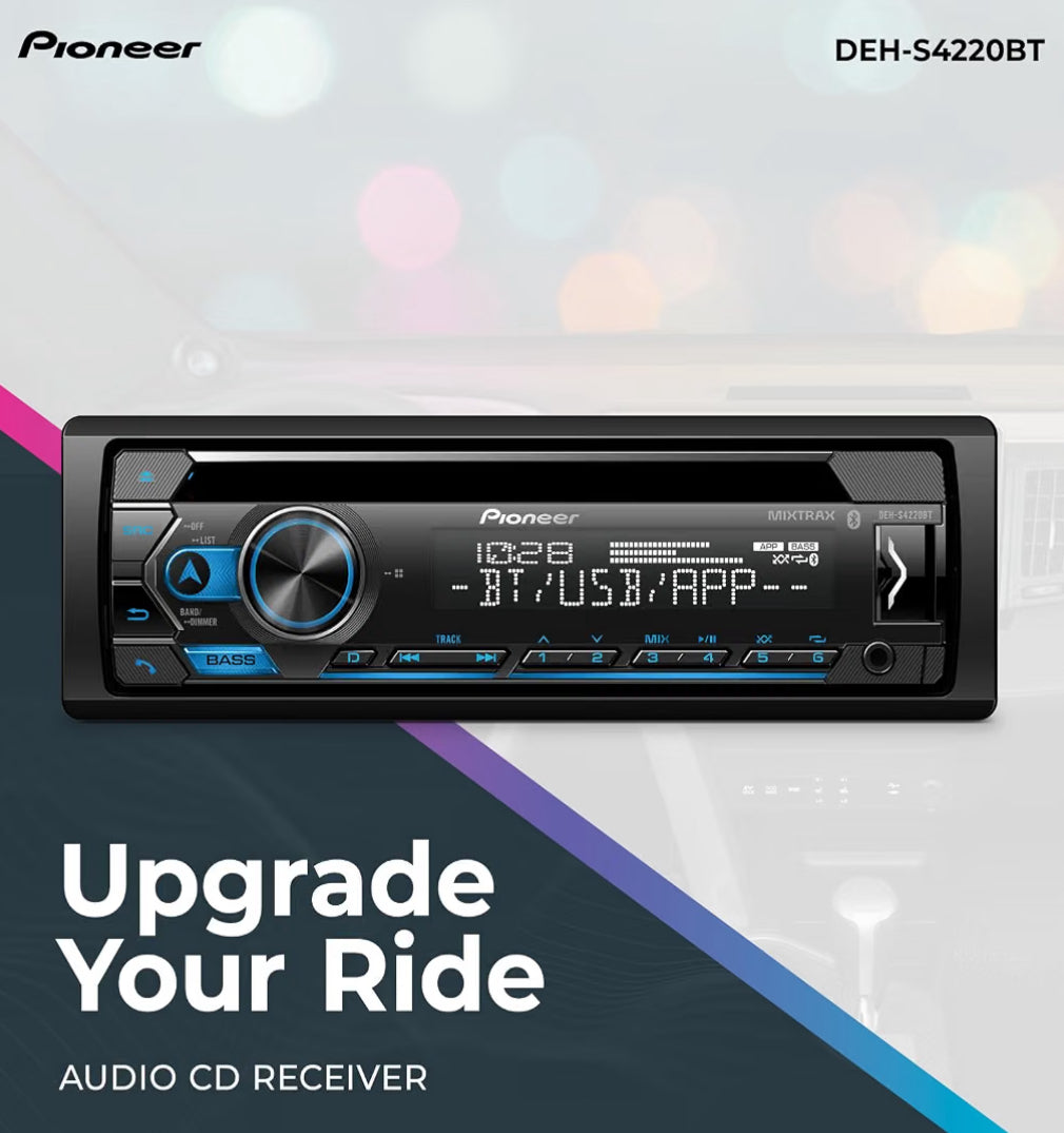 Pioneer Single Din CD Car Stereo with Bluetooth, USB/AUX. HD Radio CD Receiver, SiriusXM, Color Change, FLAC, AM/FM, Detachable Face, 13-Band EQ, 50W x 4, Voice Control, Hi-Volt RCA Preouts