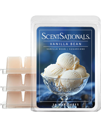 Scentsationals Wax Melts, Wax Cubes Strong Scent - Vanilla Bean - Long Lasting Scented Wax Melts for Warmer, 10oz (Pack of 4)