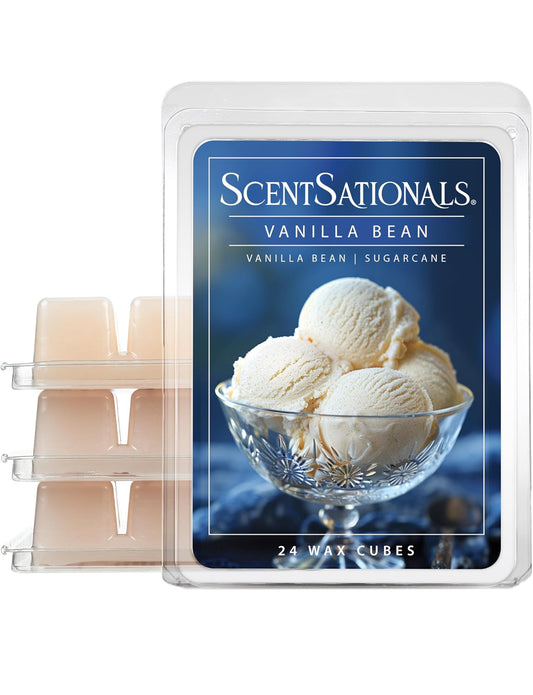 Scentsationals Wax Melts, Wax Cubes Strong Scent - Vanilla Bean - Long Lasting Scented Wax Melts for Warmer, 10oz (Pack of 4)