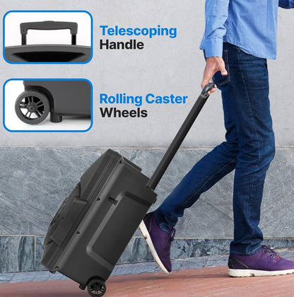 Wireless Portable PA Speaker System -1200W High Powered Bluetooth Compatible Indoor & Outdoor DJ Sound Stereo w/ USB MP3 AUX 3.5mm Input, Flashing Party Light & FM Radio