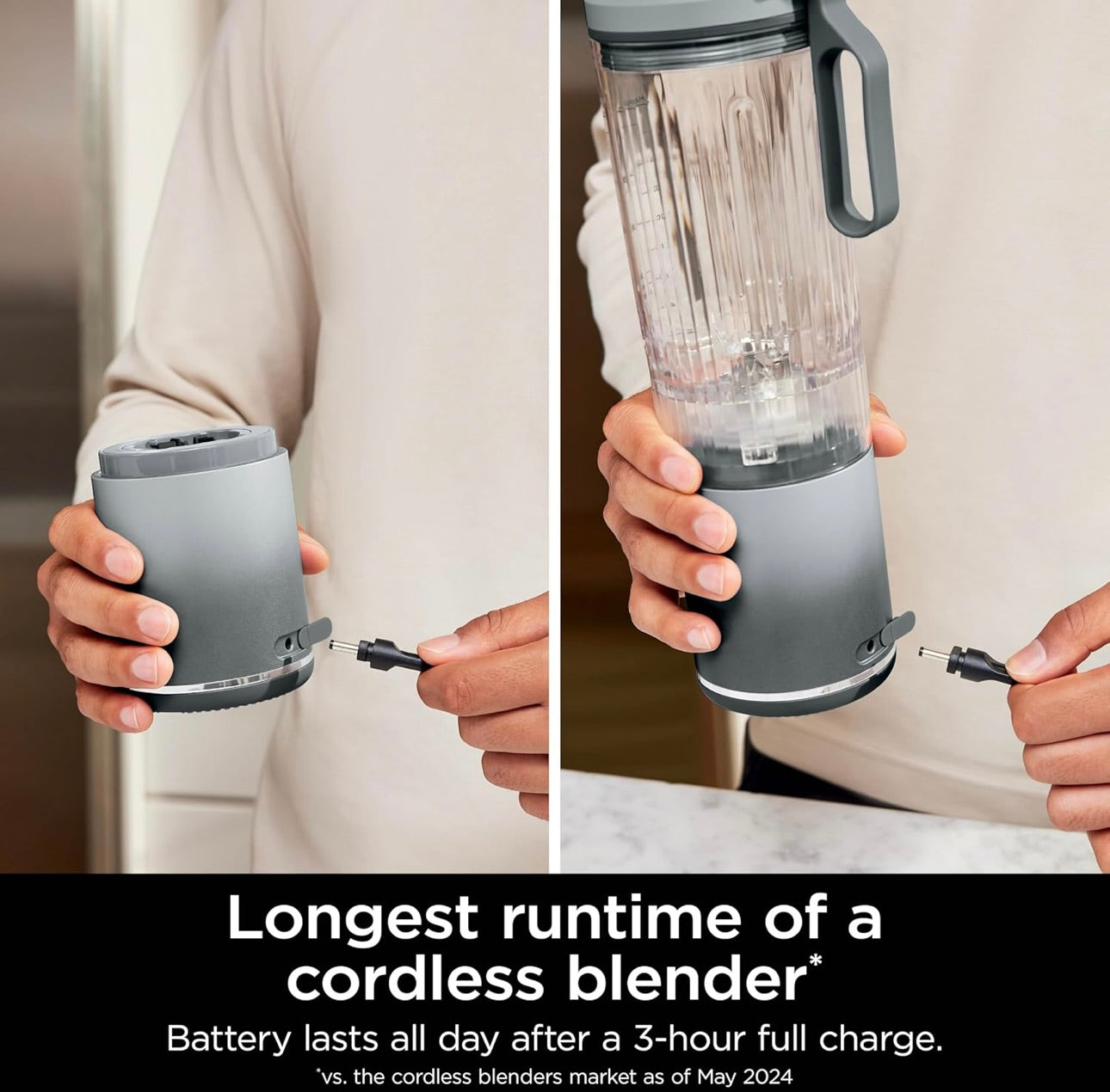 Ninja Blast Max, Portable Blender + Twist & Go, Personal Smoothie, Blend, Ice Crush, 3 Programs, Cordless, 22 oz removable Vessel - SILVER, BC251SL