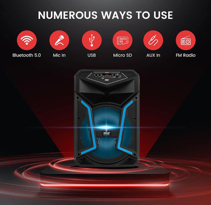 Draagbare Bluetooth PA Luidsprekerstelsel - 800W Buite Bluetooth Luidspreker Draagbare PA Stelsel met Mikrofoon In, Partytjieligte, MP3/USB, FM Radio, Rolwiele - Mik, Afstandbeheer