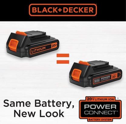 BLACK+DECKER 20V MAX Koordlose Blaasinstallasie, 2-Spoed, Tot 90 MPH, met Battery en Laaier (BCBL700D1)