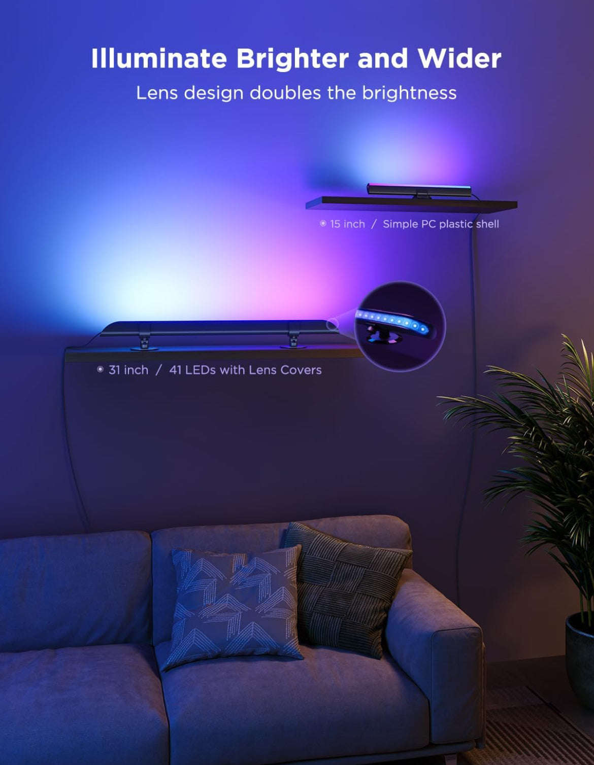 Govee Upgraded 31 Inch LED Light Bar with Scene and Music Modes, RGBIC WiFi Light with Multiple Placement Options Suitable for 55-70 inch TVs, Voice and App Control, 1 Pack