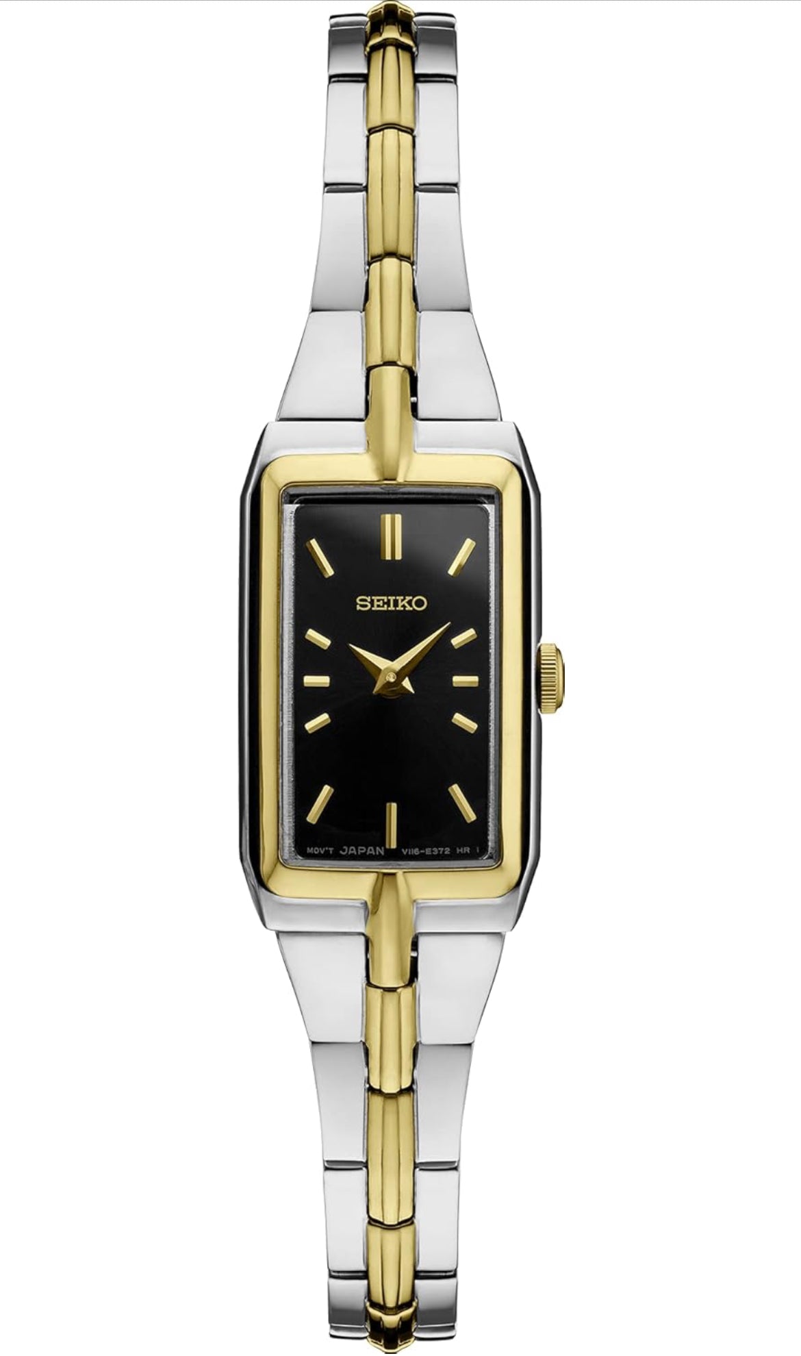 SEIKO Juweel-geïnspireerde Vlekvrye Staal Horlosies met Opvoubare Armband en Krapbestande Hardlex Kristal, 30m Waterbestand - Swart