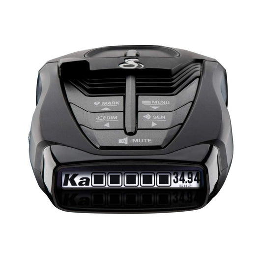 Cobra RAD 480i Laserradarverklikker – Langafstandwaarneming, Bluetooth, versoenbaar met Apple CarPlay en Android Auto, LaserEye-voor- en agterwaarneming, digitale seinverwerking, swart