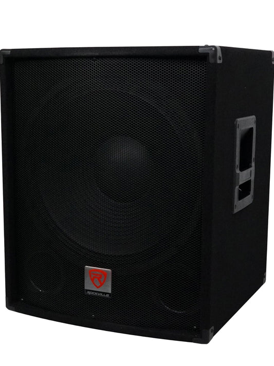 Rockville SBG1184 18" 1000 Watt Passiewe 4-Ohm Pro DJ Subwoofer, MDF/Paalmontering