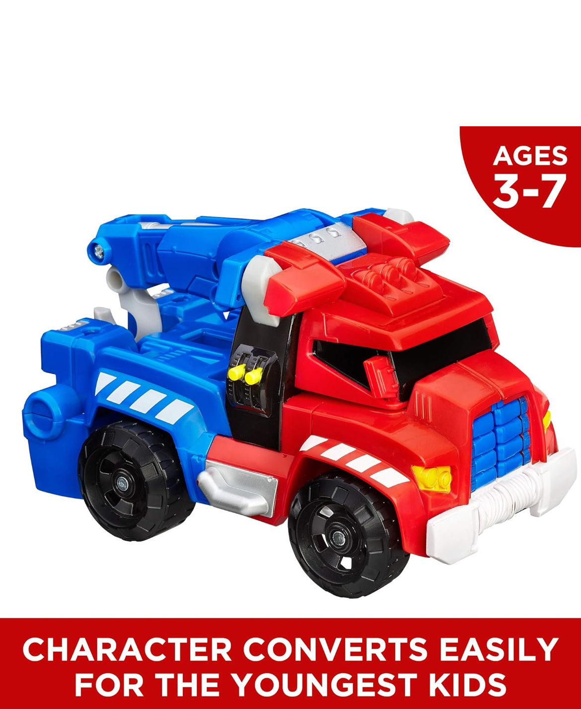 Transformers Playskool Heroes Rescue Bots Optimus Prime, 4.5-Inch Action Figure, Kids Converting Robot Toy, Ages 3+
