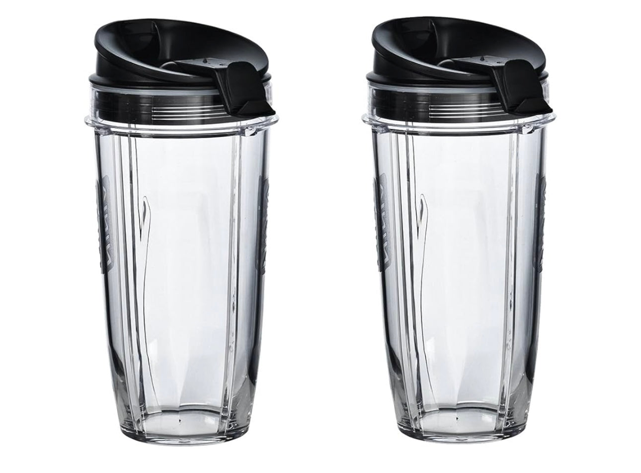 Nutri Ninja 24-Ounce BPA-Free Tritan Cup with Spout Lid, 2-Pack, XSK2424, Compatible with: BL45x/BL48x/BL49x/BL64x/BL68x/BN4xx/BN75x/BN8xx/BR6xx/ SS1xx/SS15x/SS3xx/SS4xx/CB1xx/CB3xx/CB4xx/TB3xx/TB4xx