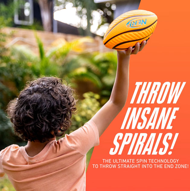 NERF 8.5" Spiral Grip Foam Football - Easy Grip Junior Ball - Delivers Tight Rotation for Accuracy, Lightweight for Deep Throws, Durable Indoors or Outdoors