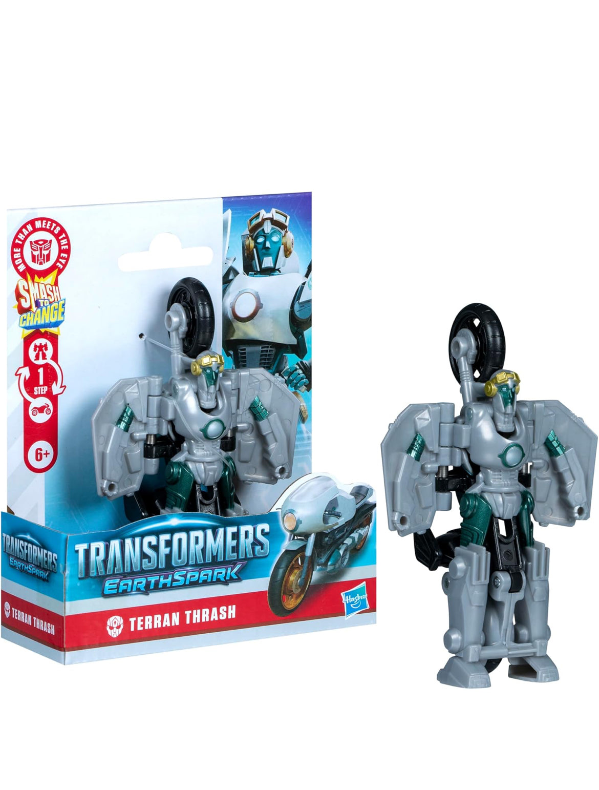 Transformers EarthSpark 1-Step Smash Changers Terran Thrash 4-Inch Action Figure, Robot Toys for Boys and Girls 6 and Up