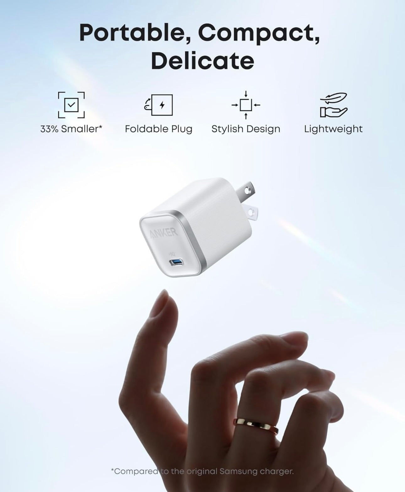 Anker Nano 45W Type C Charger Fast Charging, Compact and Foldable - (White)