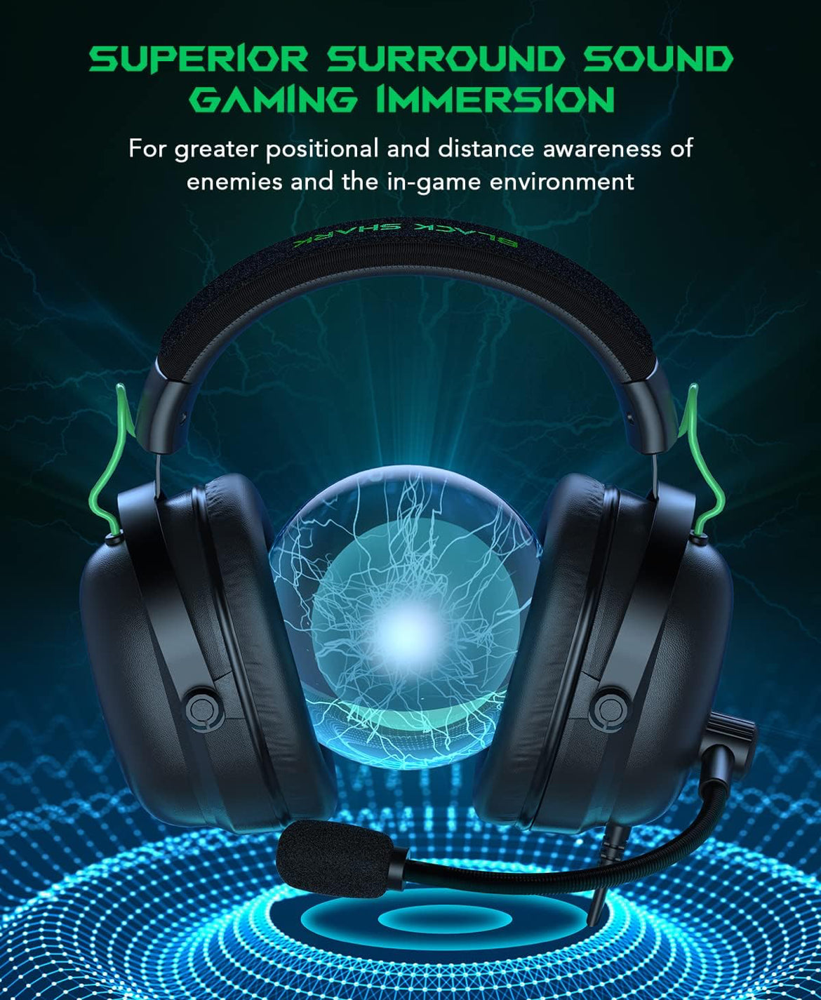 Black Shark Gaming Headset with Noise Canceling Over-Ear Headphones - NEW