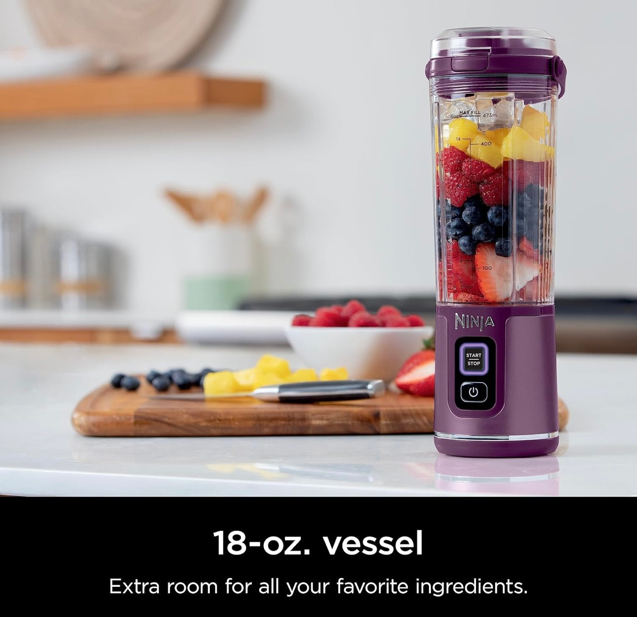 Ninja BC151PR Blast Portable Blender, Cordless, 18oz. Vessel, Personal Blender BPA Free, Leakproof-Lid & Sip Spout, USB-C Rechargeable, Dishwasher Safe Parts - Passion Fruit