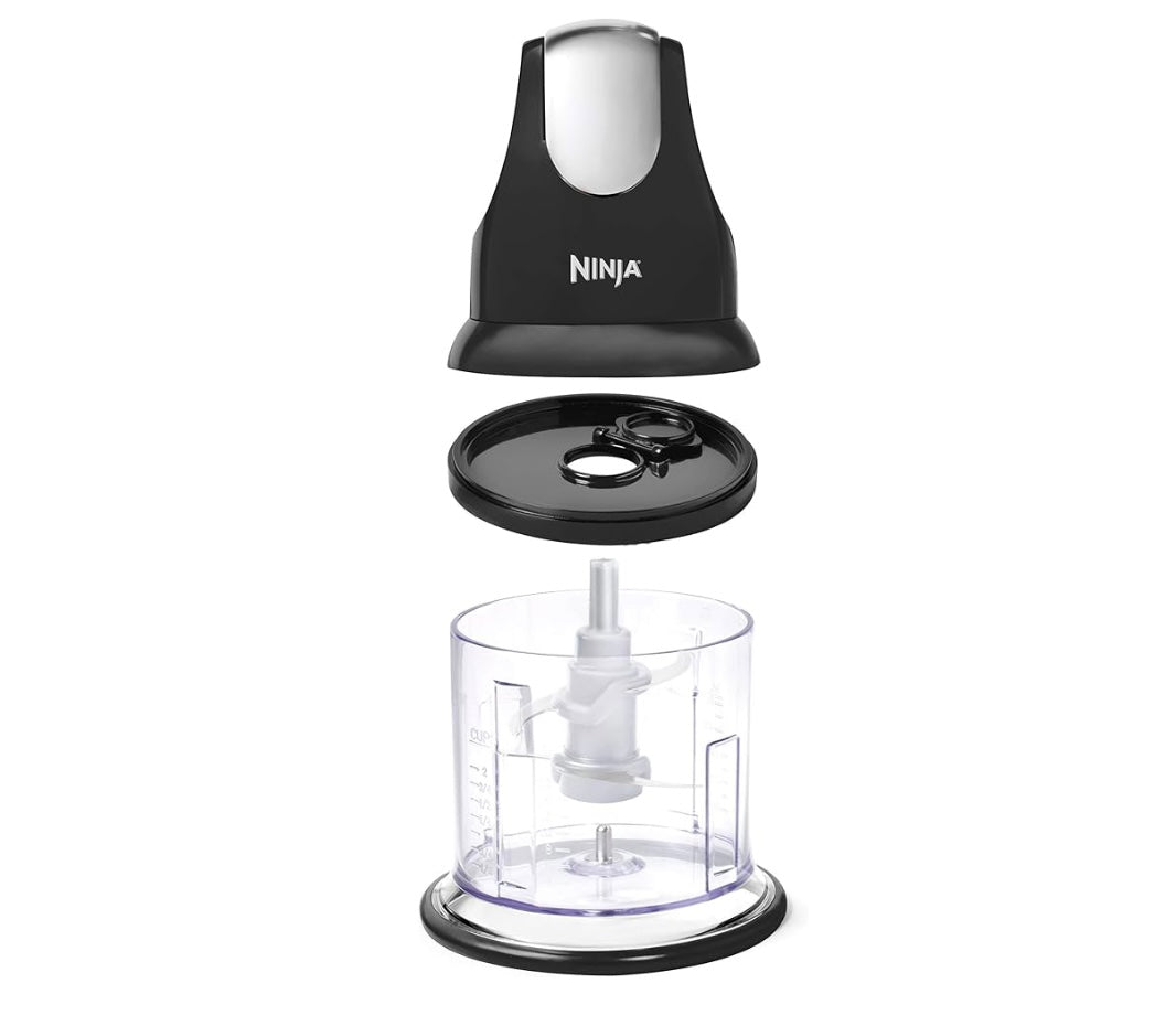 Ninja NJ100GR Express Chop Manual Food Processor for Chopping Mincing Pureeing Vegetables and other Ingredients 16-Ounces - Gray