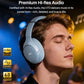 HT3 Hybrid Noise Cancelling Headphones, 90H Battery Life Over Ear Bluetooth 6.0 Foldable Headset, AI Voice Assistant - Blue