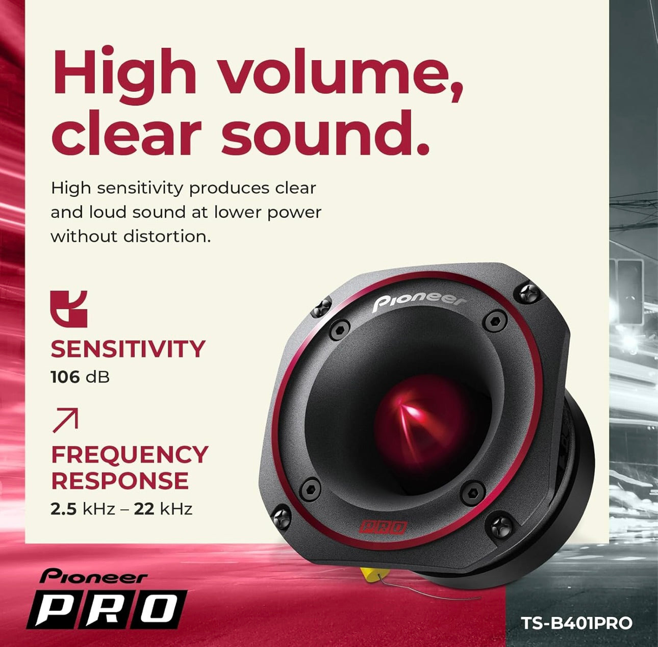 Pioneer TS-B401PRO, Motorluidsprekers, Volreeks, Duidelike Klankgehalte, Maklike Installasie en Verbeterde Bassweergawe, 4 duim Luidsprekers
