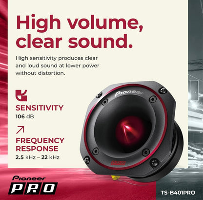 Pioneer TS-B401PRO, Motorluidsprekers, Volreeks, Duidelike Klankgehalte, Maklike Installasie en Verbeterde Bassweergawe, 4 duim Luidsprekers