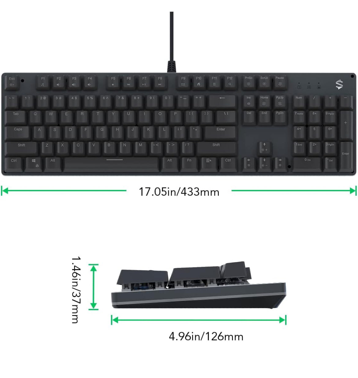 Black Shark RGB Mechanical Gaming Keyboard LED Backlit Wired Keyboard - NEW