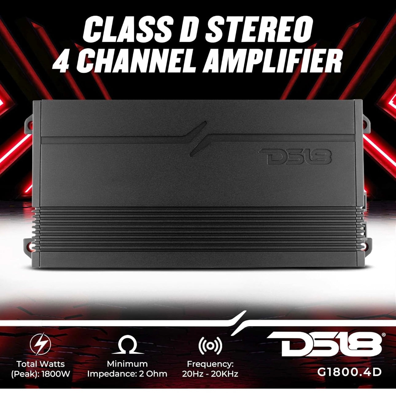 DS18 G1800.4D Car Audio Amplifier 4 Channel Class D Full Range 1800 Watts Extremely Powerful Amp