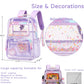 Clear Backpack for Girls Women Transparent Kids Elementary College School Bag Travel Laptop Backpacks Large Bookbags (Purple)