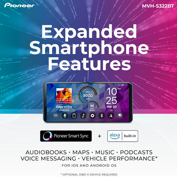 Pioneer Single Din Car Stereo w/ Bluetooth, USB, AM/FM RadioDigital Media Receiver, Color Change, 50W x 4 Output, 13-Band EQ, iPhone/Android Compatible, Front/Rear/SW Selectable RCA