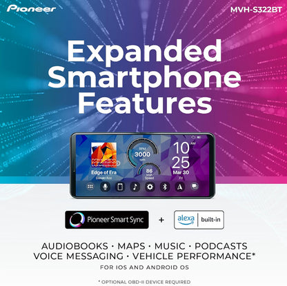 Pioneer Single Din Car Stereo w/ Bluetooth, USB, AM/FM RadioDigital Media Receiver, Color Change, 50W x 4 Output, 13-Band EQ, iPhone/Android Compatible, Front/Rear/SW Selectable RCA