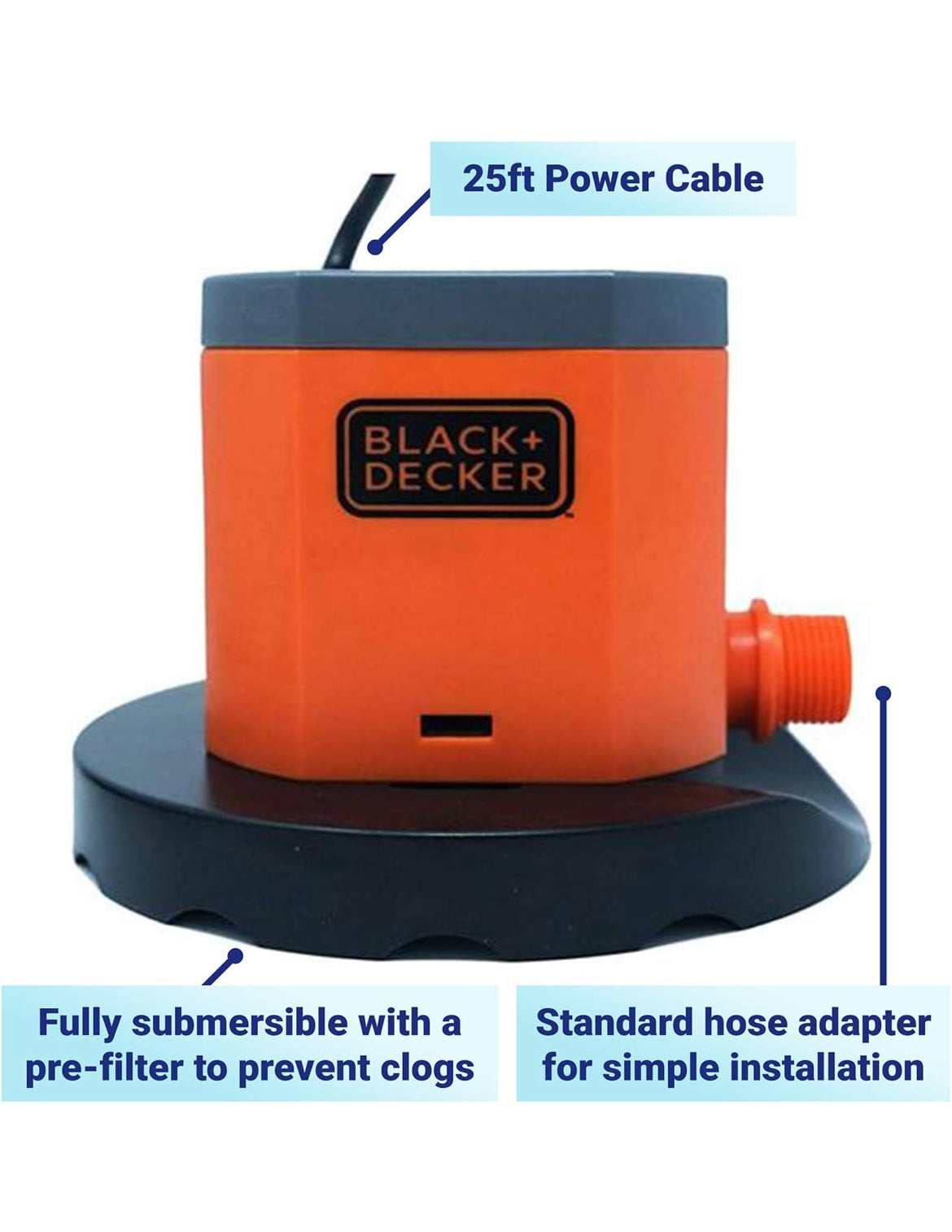 BLACK+DECKER Swembadbedekkingspomp, 800 GPH Handmatig