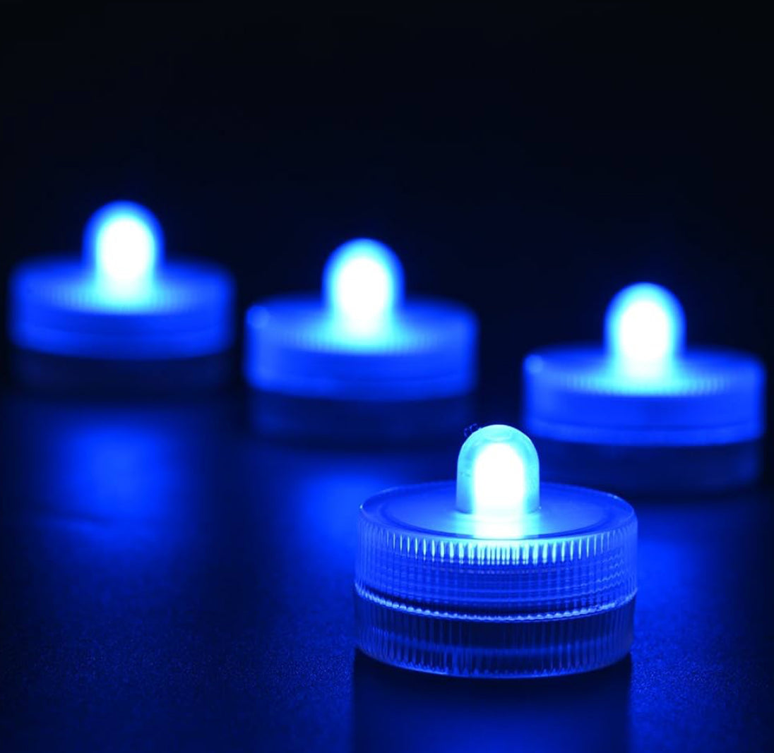 Halloween Lights Submersible LED Lights Battery Powered Underwater Waterproof LED Tea Light for Events Lighting - (Blue)