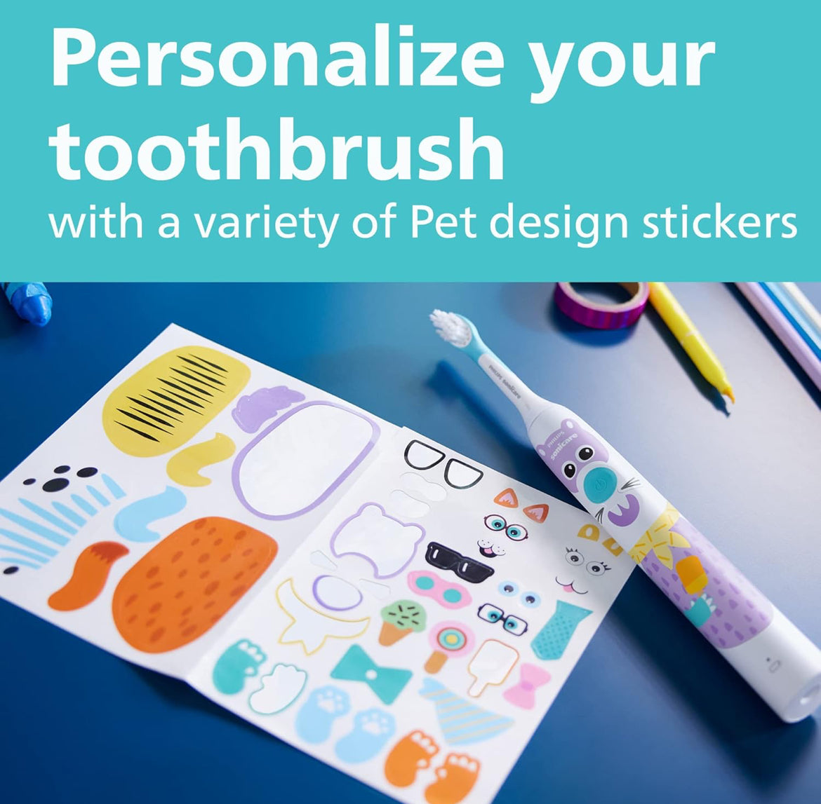 Philips Sonicare for Kids Ontwerp-’n-Troeteldier Uitgawe, Borselkoppakket