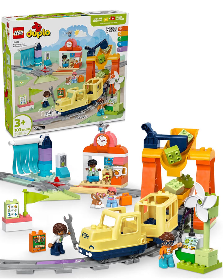 LEGO DUPLO Town Groot Interaktiewe Gemeenskapstreinstel – Leertrein-speeldingstel vir Kleuters vir Seuns en Meisies, Ouderdomme 3+ – Geskenkidee vir Verjaarsdae en Vakansiedae – 10428