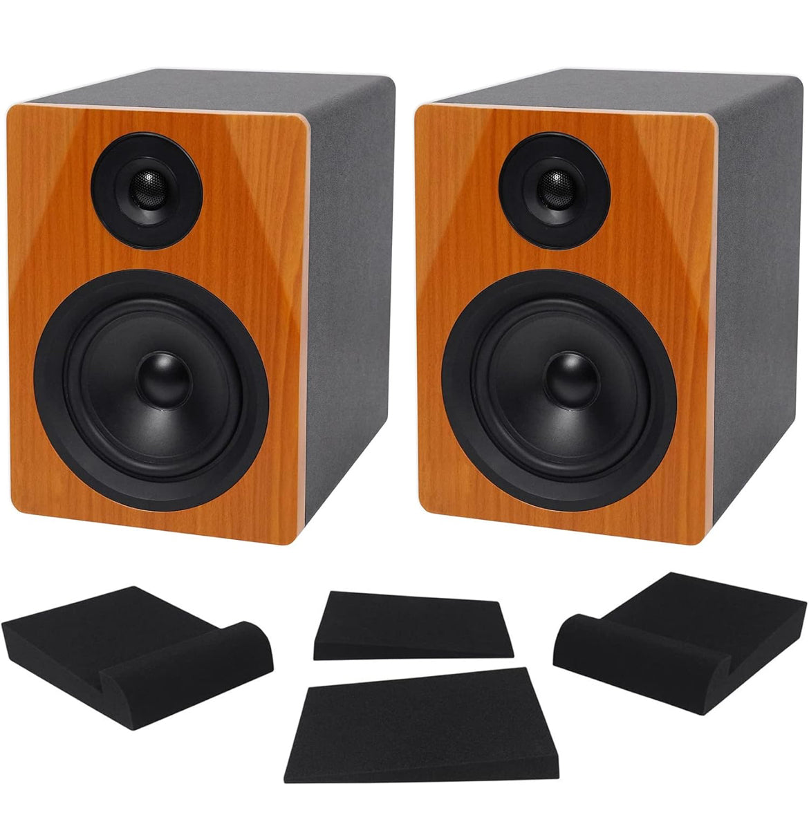 Rockville 2 DPM5C Dual Powered 5.25" 300w Active Recording Studio Monitors+Pads