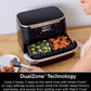Ninja DZ071 Foodi 6-in-1 FlexBasket Air Fryer with 7-QT MegaZone & Basket Divider for Large Proteins & Full Meals, Smart Finish Cook 2 Foods 2 Ways, Family Sized Capacity, Air Fry, Roast & More - Black